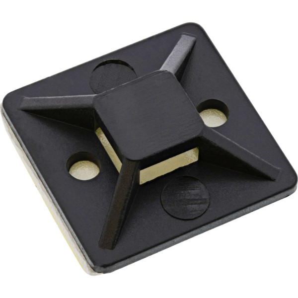 Befestigungssockel für Kabelbinder, 25x25mm, selbstklebend, schwarz, 10 Stück