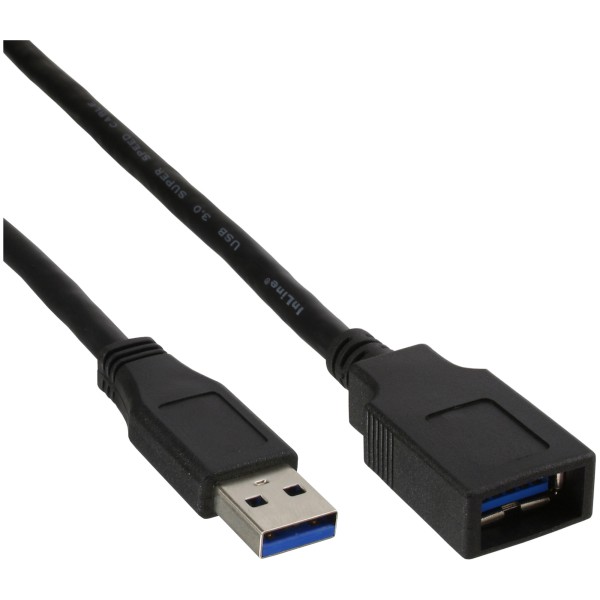 USB 3.0 Kabel, A Stecker / Buchse, schwarz, 0,5m