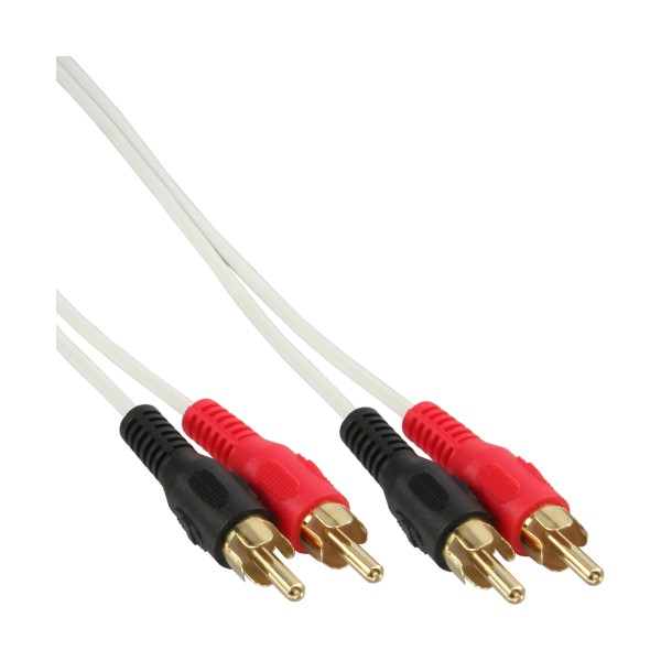 Cinch Kabel, 2x Cinch, Stecker / Stecker, weiß / gold, 0,5m