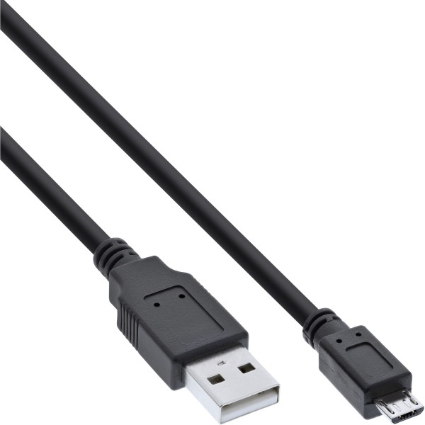 Micro-USB 2.0 Kabel, USB-A Stecker an Micro-B Stecker, schwarz, 1m