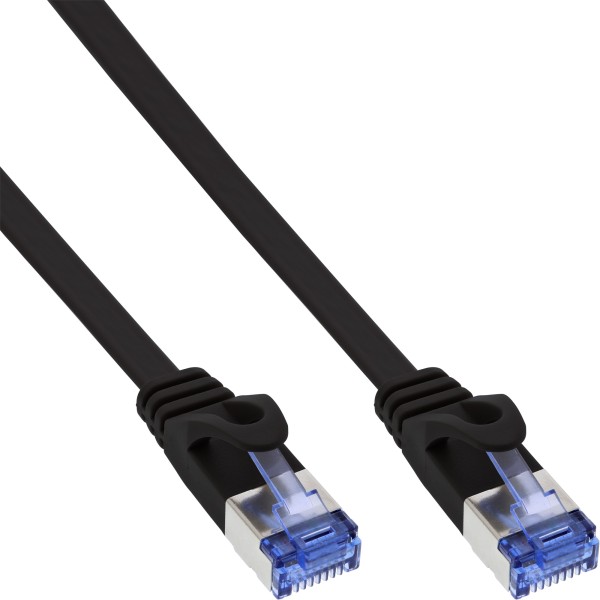 Patchkabel flach, U/FTP, Cat.6A, schwarz, 7m