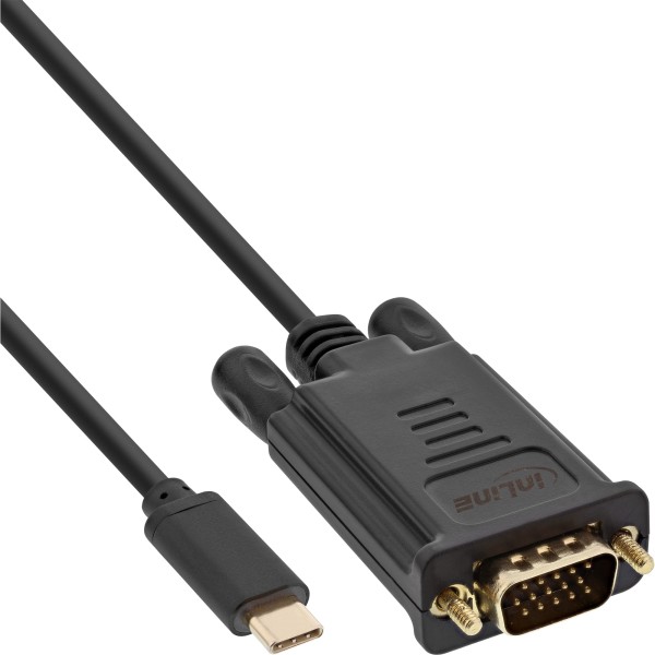 USB Display Kabel, USB Typ-C Stecker zu VGA Stecker (DP Alt Mode), schwarz, 1m