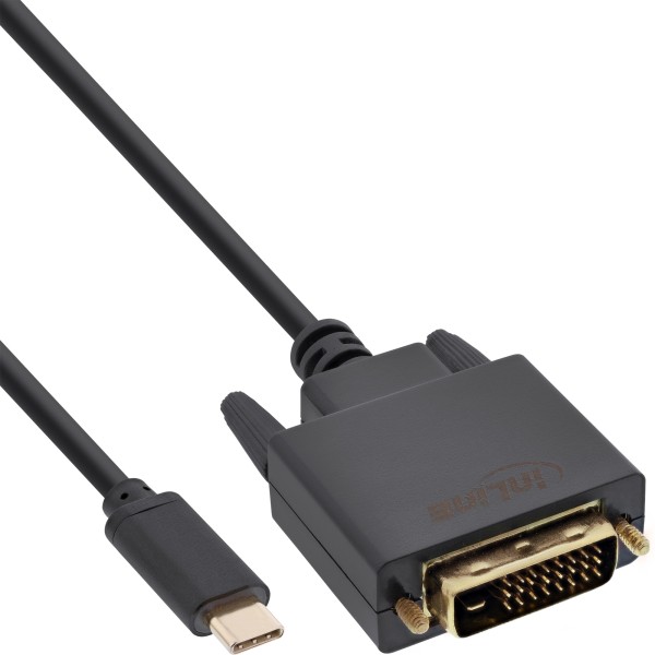 USB Display Kabel, USB Typ-C Stecker zu DVI Stecker (DP Alt Mode), schwarz, 2m