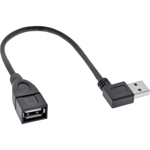 Smart USB 2.0 Verlängerung gewinkelt, Stecker / Buchse, Typ A, schwarz, 0,2m
