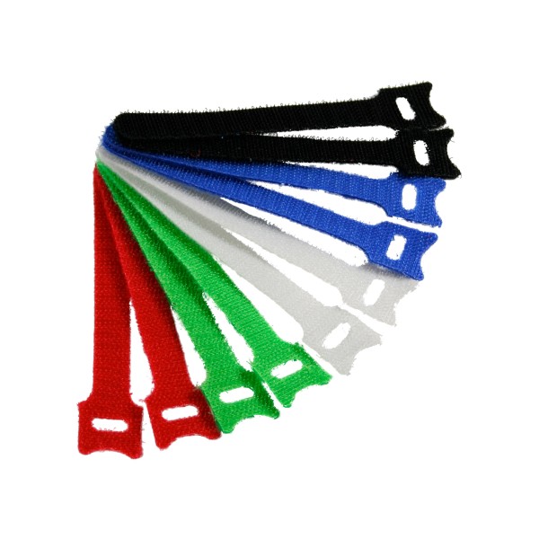 Kabelbinder 12x200mm, Klett-Verschluss, 10er, 5 versch. Farben