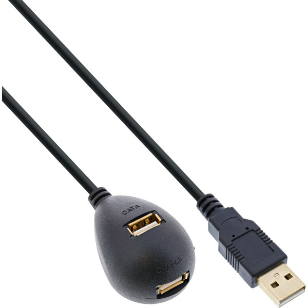 USB 2.0 Verlängerung, Stecker / Buchse, Typ A, schwarz, mit Standfuss, 2m