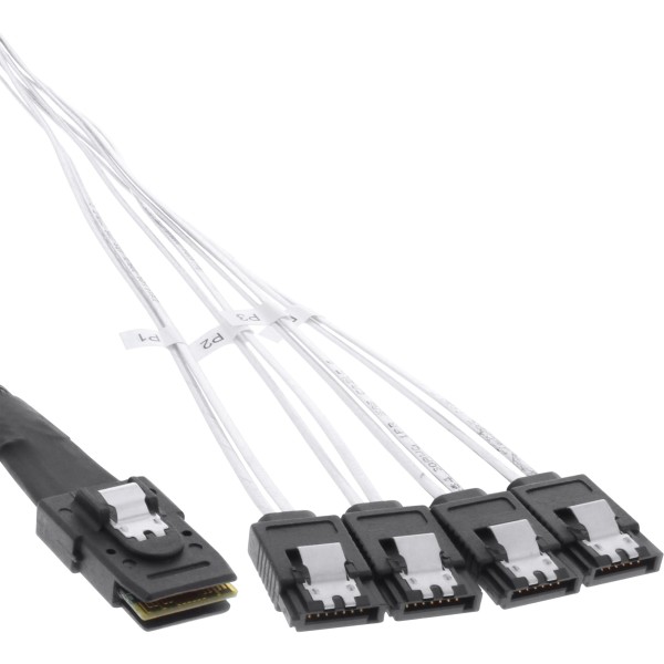 SAS Anschlusskabel, Mini SAS SFF8087 an 4x SATA, Crossover, OCF, 0,5m