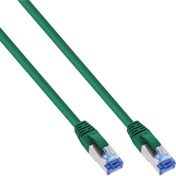 Patchkabel, S/FTP (PiMf), Cat.6A, 500MHz, halogenfrei, Kupfer, grün, 0,5m