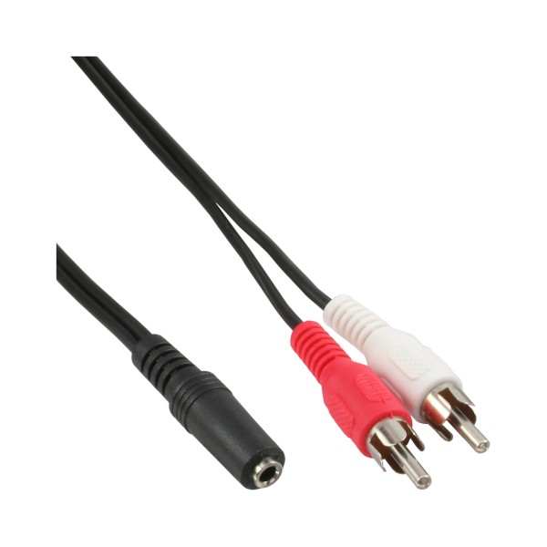 Cinch/Klinke Kabel, 2x Cinch Stecker an 3,5mm Klinke Buchse, 5m