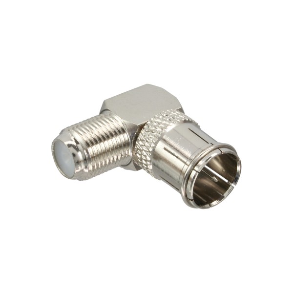 Adapter F-Quick-Stecker (SAT) auf F-Buchse (SAT), gewinkelt