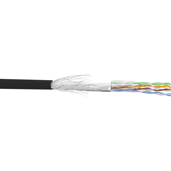 Patchkabel Cat.5e, schwarz, SF/UTP, AWG26, PVC, 100m