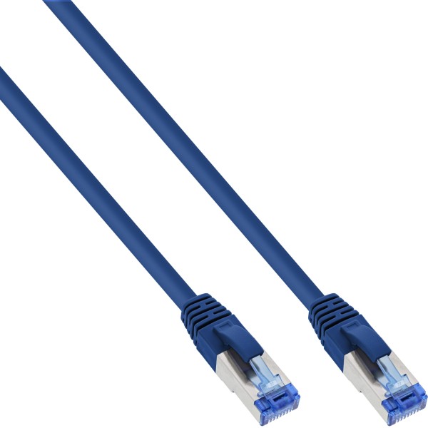 Patchkabel, S/FTP (PiMf), Cat.6A, 500MHz, halogenfrei, Kupfer, blau, 0,5m
