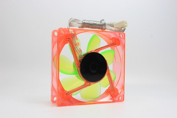 UV LED Case Fan, Lüfter, Orange, Rotor Grün, 80x80, 12V DC
