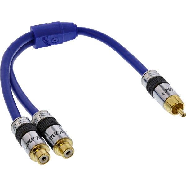 Cinch-Y-Kabel, PREMIUM, 1x Cinch Stecker zu 2x Cinch Buchse, 0,25m