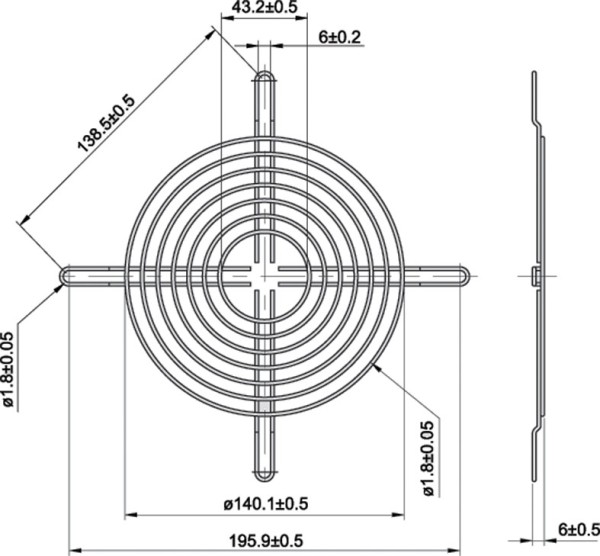 Metall-Schutzgitter für Lüfter Ø = 160mm