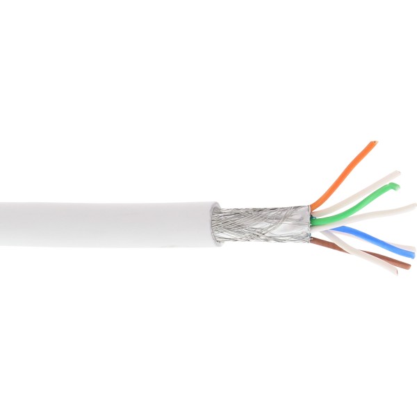 Patchkabel, S/FTP (PiMf), Cat.6A, 500MHz, halogenfrei, Kupfer, weiß, 100m