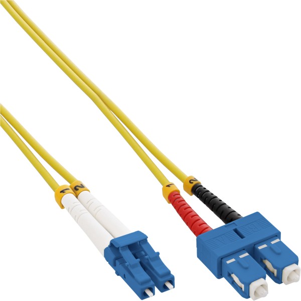 LWL Duplex Kabel, LC/SC, 9/125µm, OS2, 3m