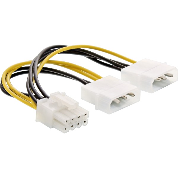 Stromadapter intern, 2x 4pol zu 8pol für PCIe (PCI-Express) Grafikkarten, 0,15m