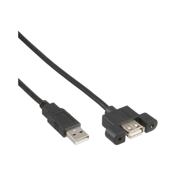 USB 2.0 Anschlusskabel, Stecker A auf Einbaubuchse A, 0,6m