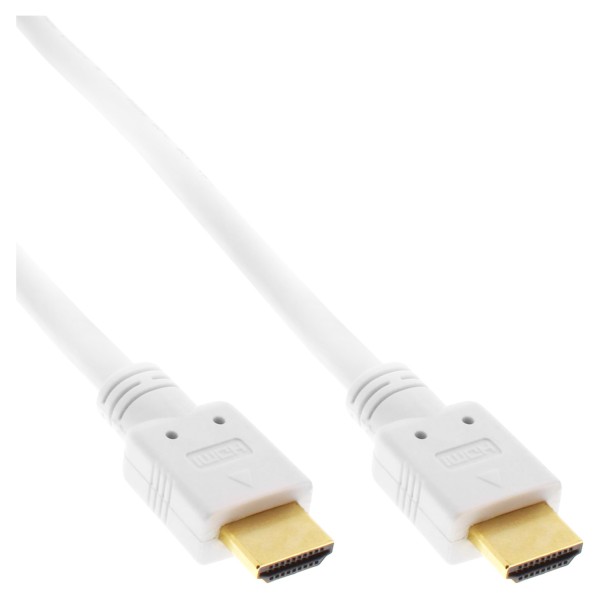 HDMI Kabel, HDMI-High Speed mit Ethernet, Premium, Stecker / Stecker, weiß / gold, 1,5m