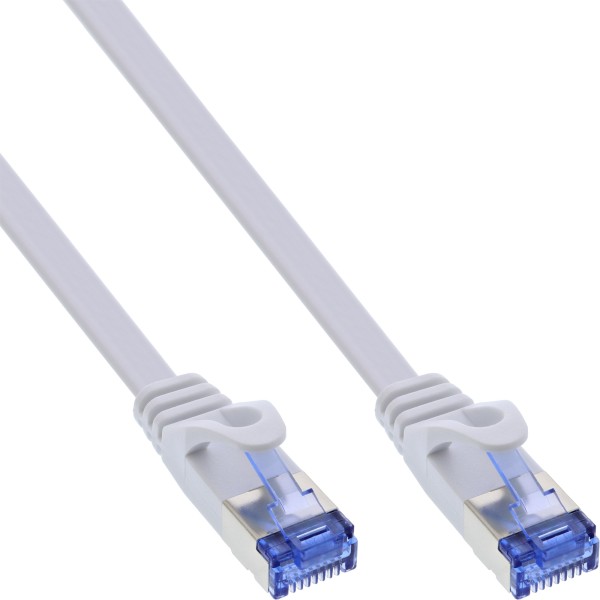 Patchkabel flach, U/FTP, Cat.6A, weiß, 0,5m