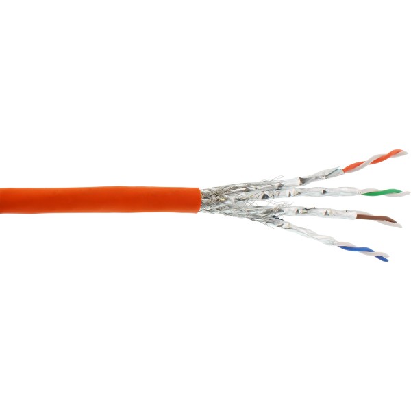Verlegekabel Cat.7a, S/FTP (PiMF) 4x2x0,58 AWG23, 1200MHz, halogenfrei, orange, 500m