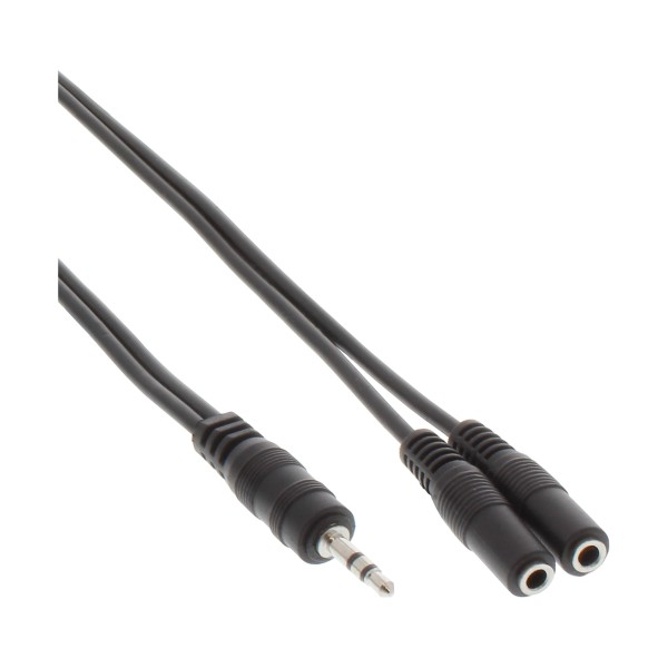 Klinken Y-Kabel, 3,5mm Klinke Stecker an 2x 3,5mm Klinke Buchse, Stereo, 2m