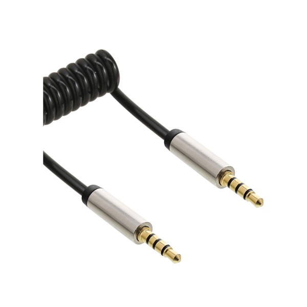 Slim Audio Spiralkabel Klinke 3,5mm ST/ST, 4-polig, Stereo, 0,5m