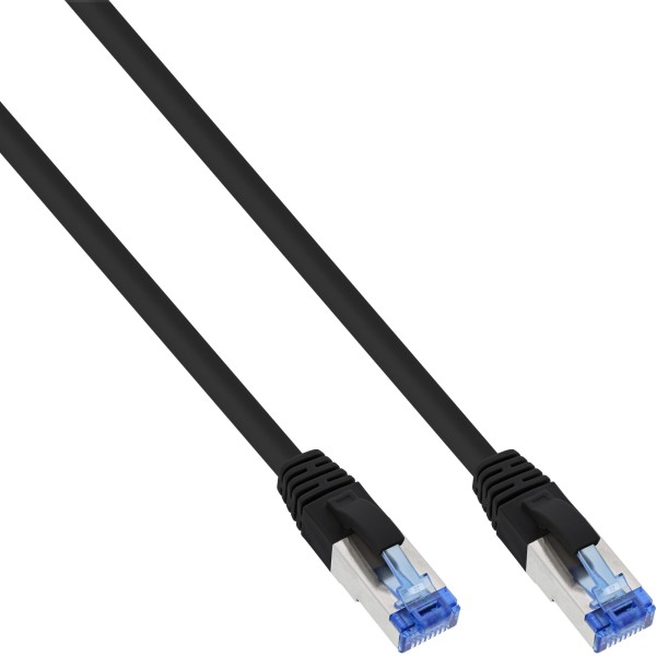Patchkabel, S/FTP (PiMf), Cat.6A, 500MHz, halogenfrei, Kupfer, schwarz, 20m