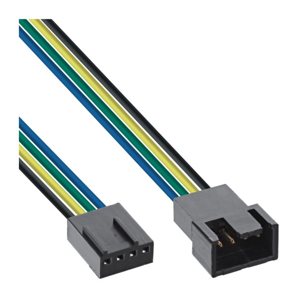 Lüfterkabel Verlängerung PWM, 4pol Molex Stecker / Buchse, 0,3m