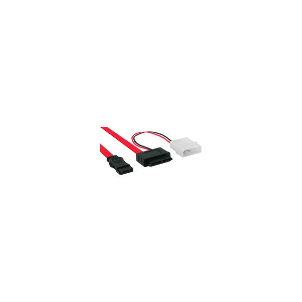 Slimline SATA Kabel, Slimline SATA Stecker 13pol. (7+6) zu SATA + Strom, 0,4m