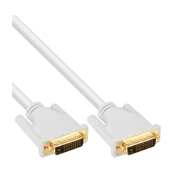 DVI-D Kabel, digital 24+1 Stecker / Stecker, Dual Link, weiß / gold, 3m
