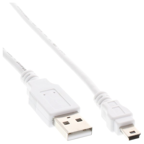 USB 2.0 Mini-Kabel, USB A Stecker an Mini-B Stecker (5pol.), weiß, 0,5m