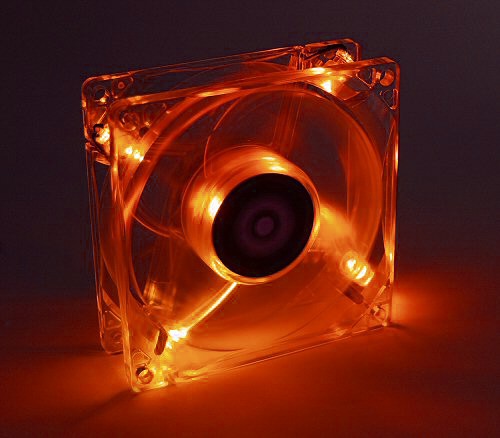 Lüfter, Axial, 12V DC, LED, orange, 80x80x25mm, 50 Stück