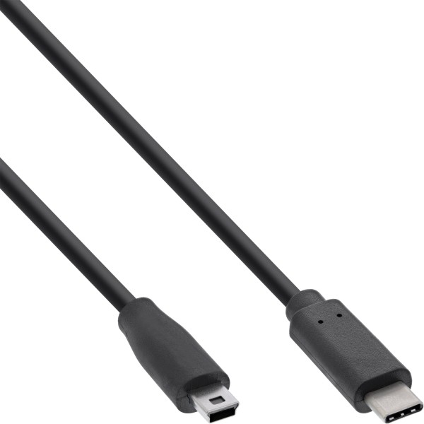 USB 2.0 Kabel, Typ C Stecker an Mini-B Stecker (5pol.), schwarz, 2m