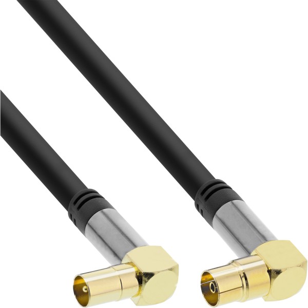 Premium Antennenkabel gewinkelt, 4x geschirmt, >110dB, schwarz, 10m