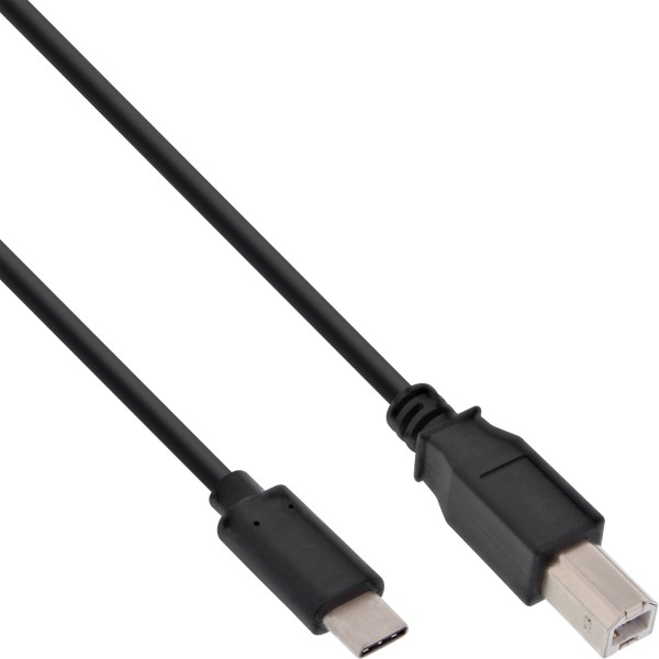 USB 2.0 Kabel, Typ C Stecker an B Stecker, schwarz, 5m