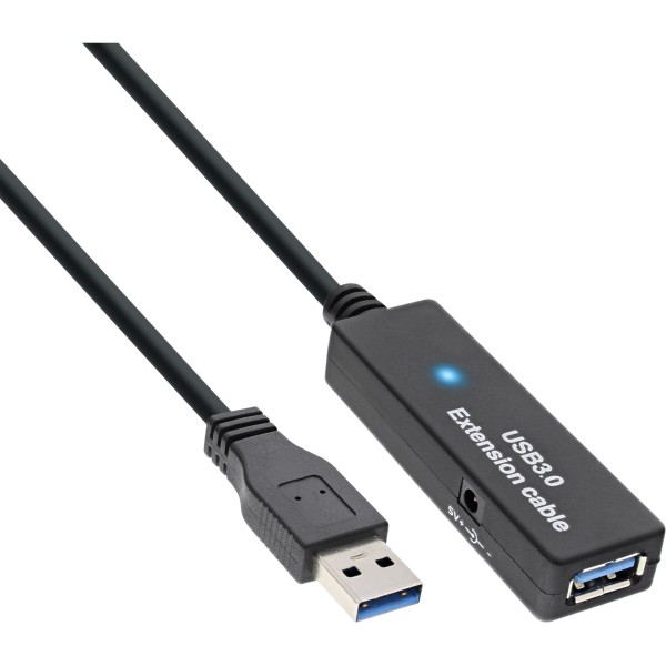 USB 3.0 Aktiv-Verlängerung, Stecker A an Buchse A, schwarz, 10m