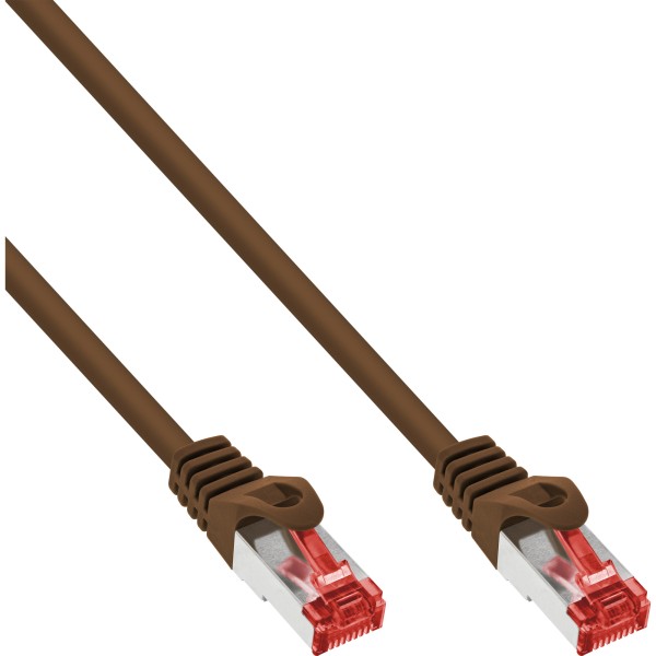 Patchkabel, S/FTP (PiMf), Cat.6, 250MHz, PVC, Kupfer, braun, 0,25m