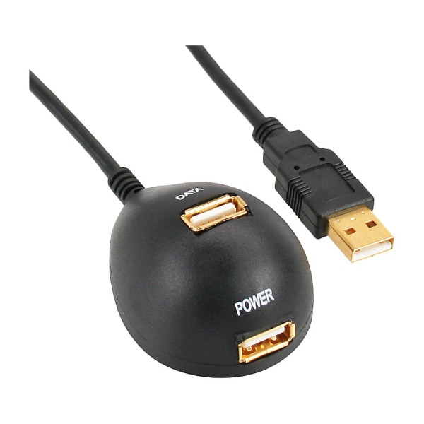 USB 2.0 Verlängerung, Stecker / Buchse, Typ A, schwarz, mit Standfuss, 5m