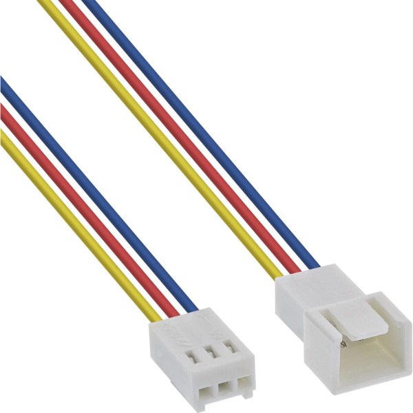 Lüfterkabel Verlängerung, 3pol Molex Stecker / Buchse, Länge 0,6m