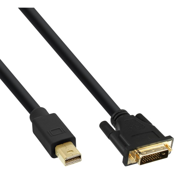 Mini DisplayPort zu DVI Kabel, Mini DisplayPort Stecker auf DVI-D 24+1 Stecker, schwarz/gold, 1m