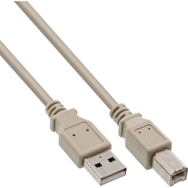 USB 2.0 Kabel, A an B, beige, 10m