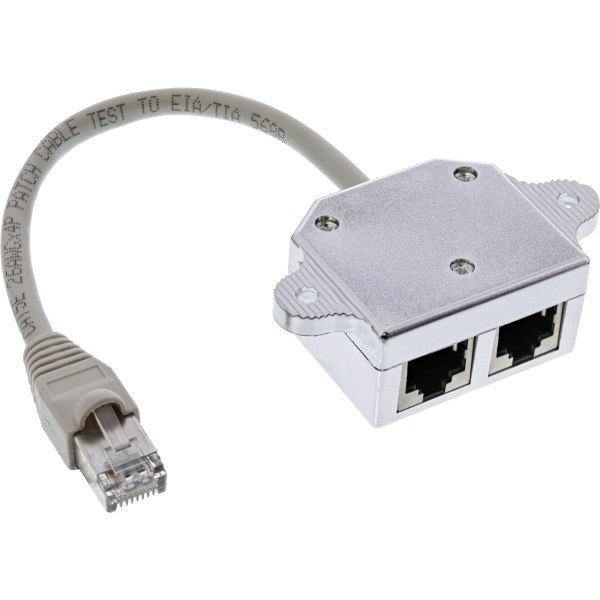 Cat.5e / ISDN T-Adapter (Port-Doppler) RJ45 Stecker an 2x RJ45 Buchse, 0,15m