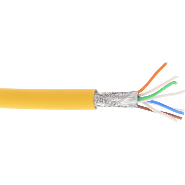 Patchkabel, S/FTP (PiMf), Cat.6A, 500MHz, halogenfrei, Kupfer, gelb, 100m