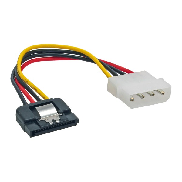 SATA Stromadapterkabel, 1x 13,34cm (5,25") Buchse an 15pol SATA Stecker, 0,15m, m. Lasche