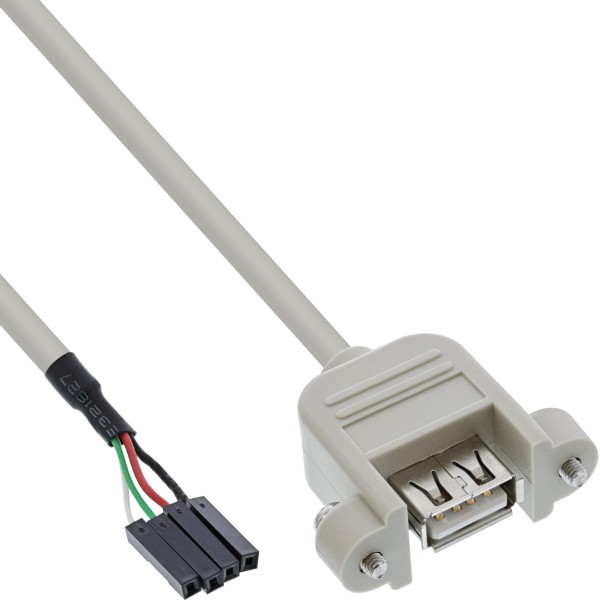 USB 2.0 Anschlusskabel, Einbaubuchse A auf Pfostenanschluss, 0,6m