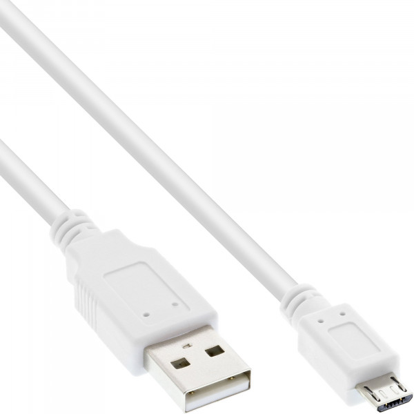Micro-USB 2.0 Kabel, USB-A Stecker an Micro-B Stecker, weiß, 1m