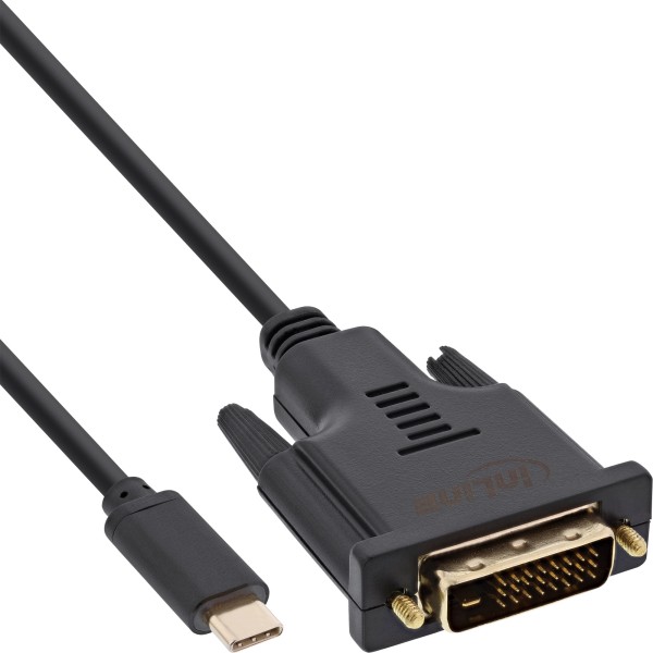 USB Display Kabel, USB Typ-C Stecker zu DVI Stecker (DP Alt Mode), schwarz, 3m
