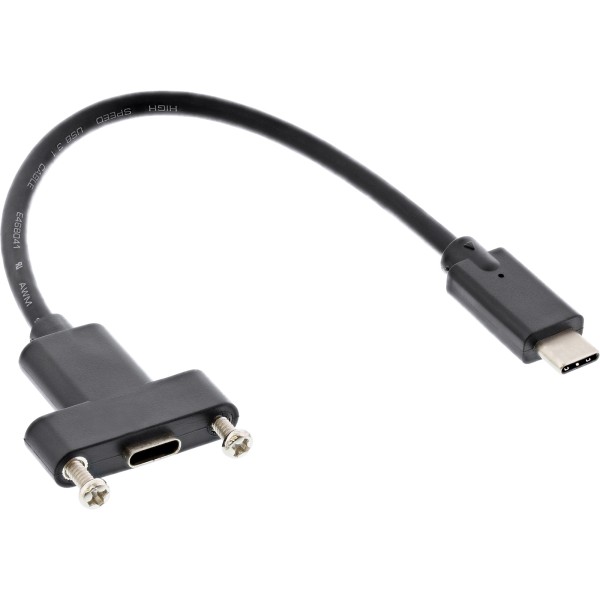 USB 3.1 Adapterkabel, Stecker C auf Einbaubuchse C, 0,2m